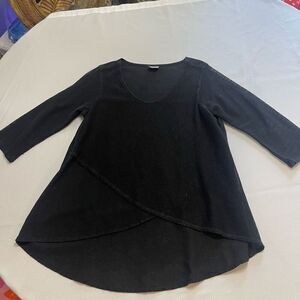 CMC Color Me Cotton Black Lagenlook Top Blouse Size Medium